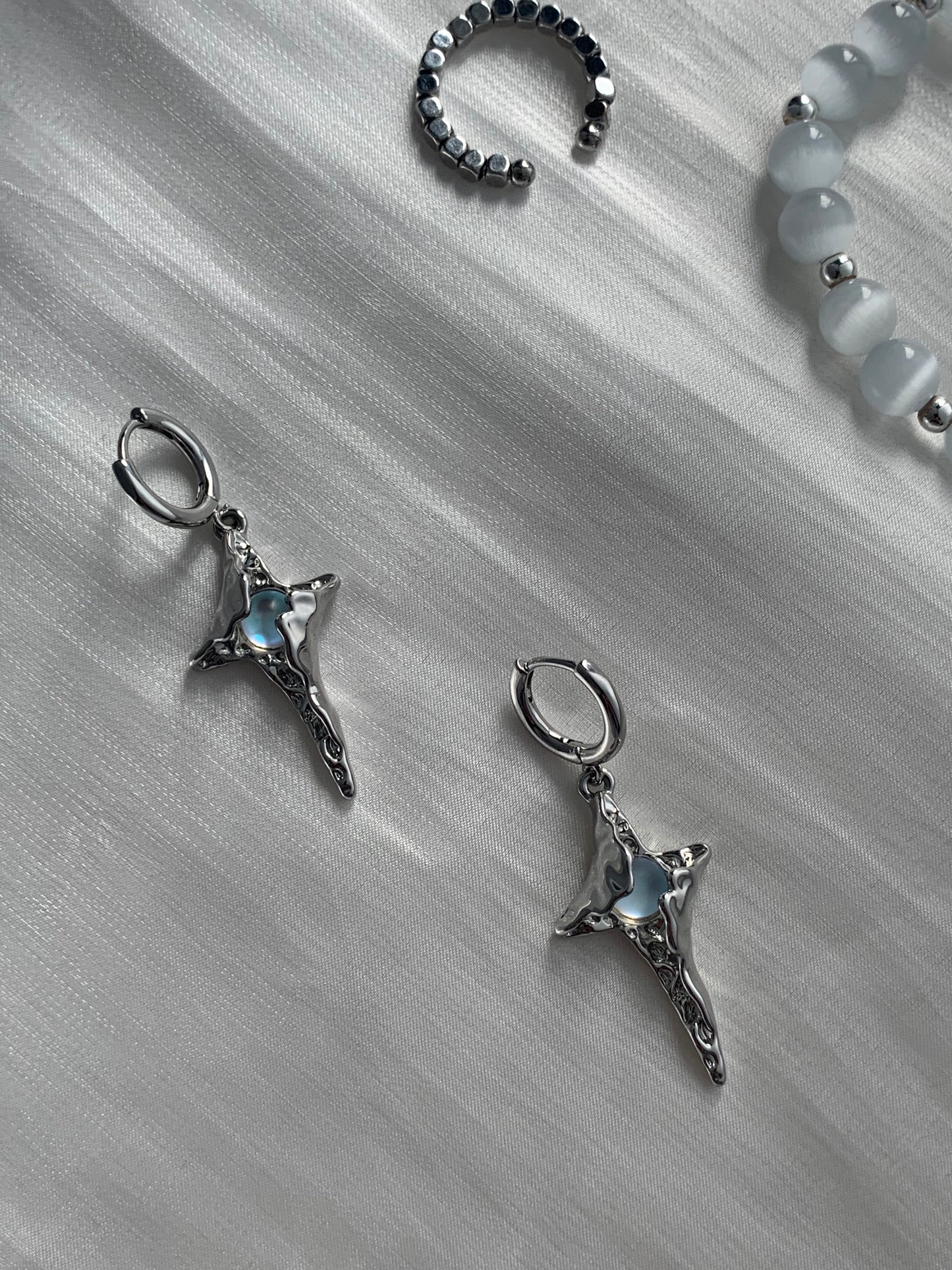 Hope Power Moonstone Star Earrings