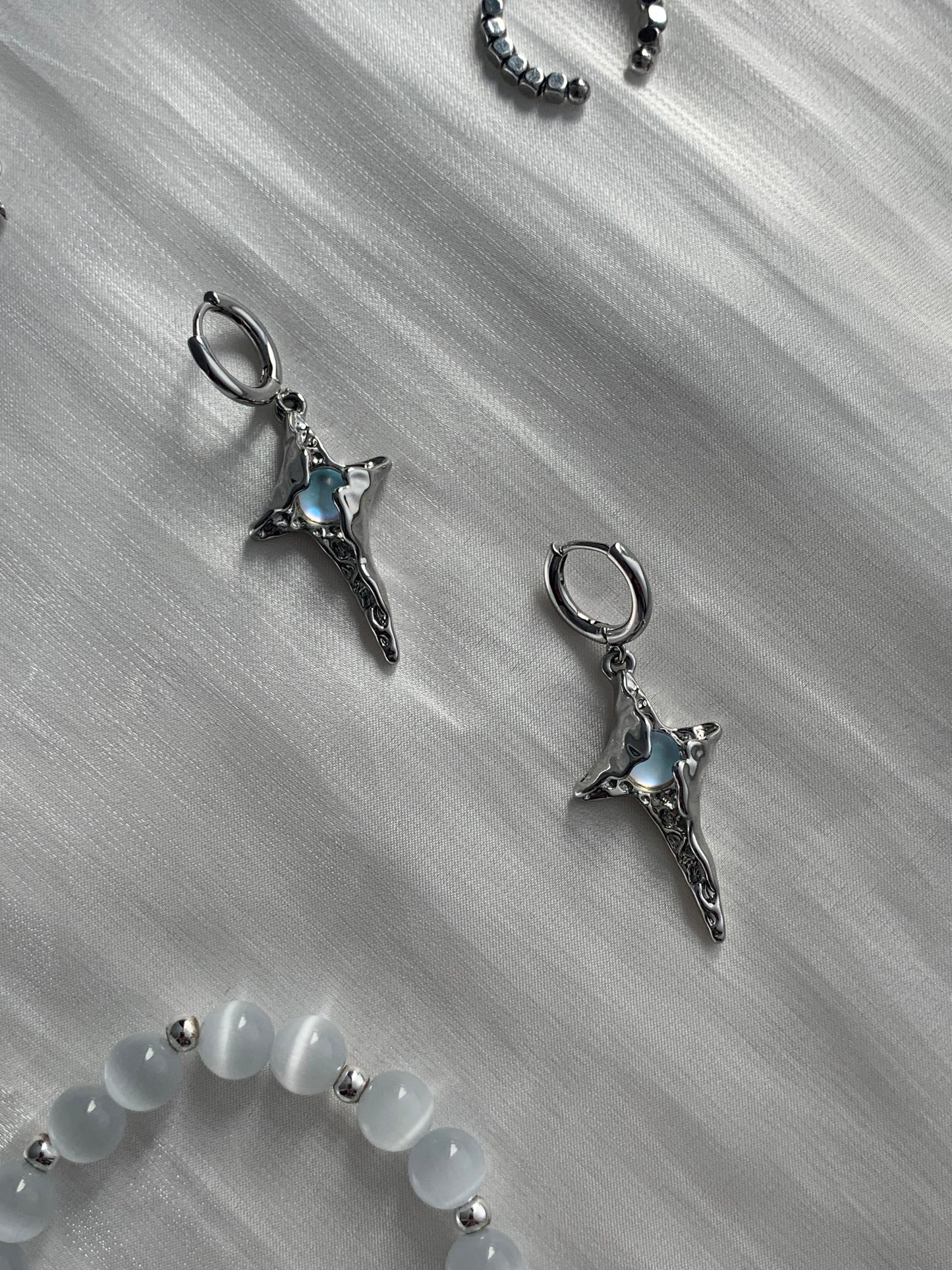 Hope Power Moonstone Star Earrings