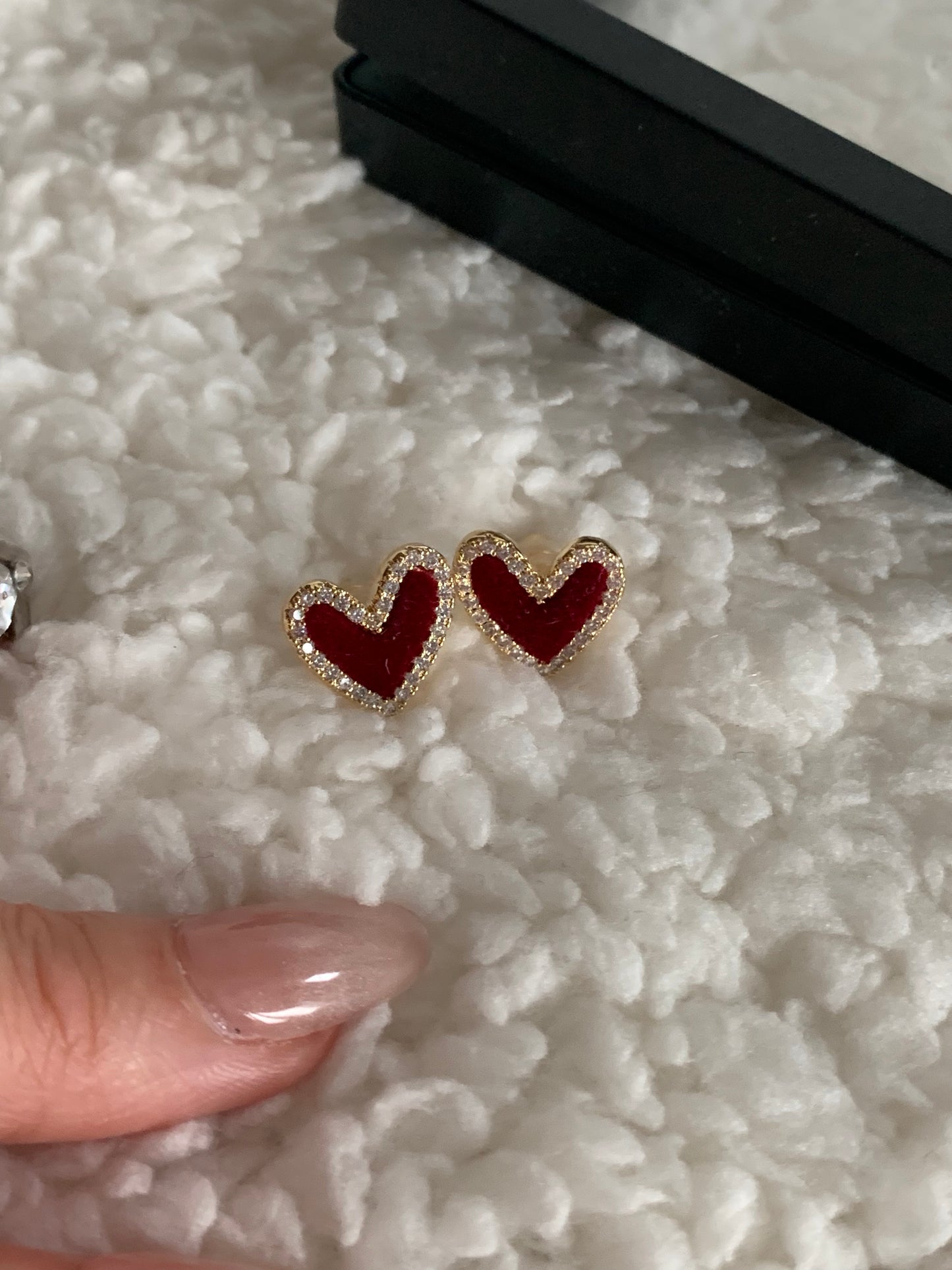 Love Power Ankara Red Heart Earrings
