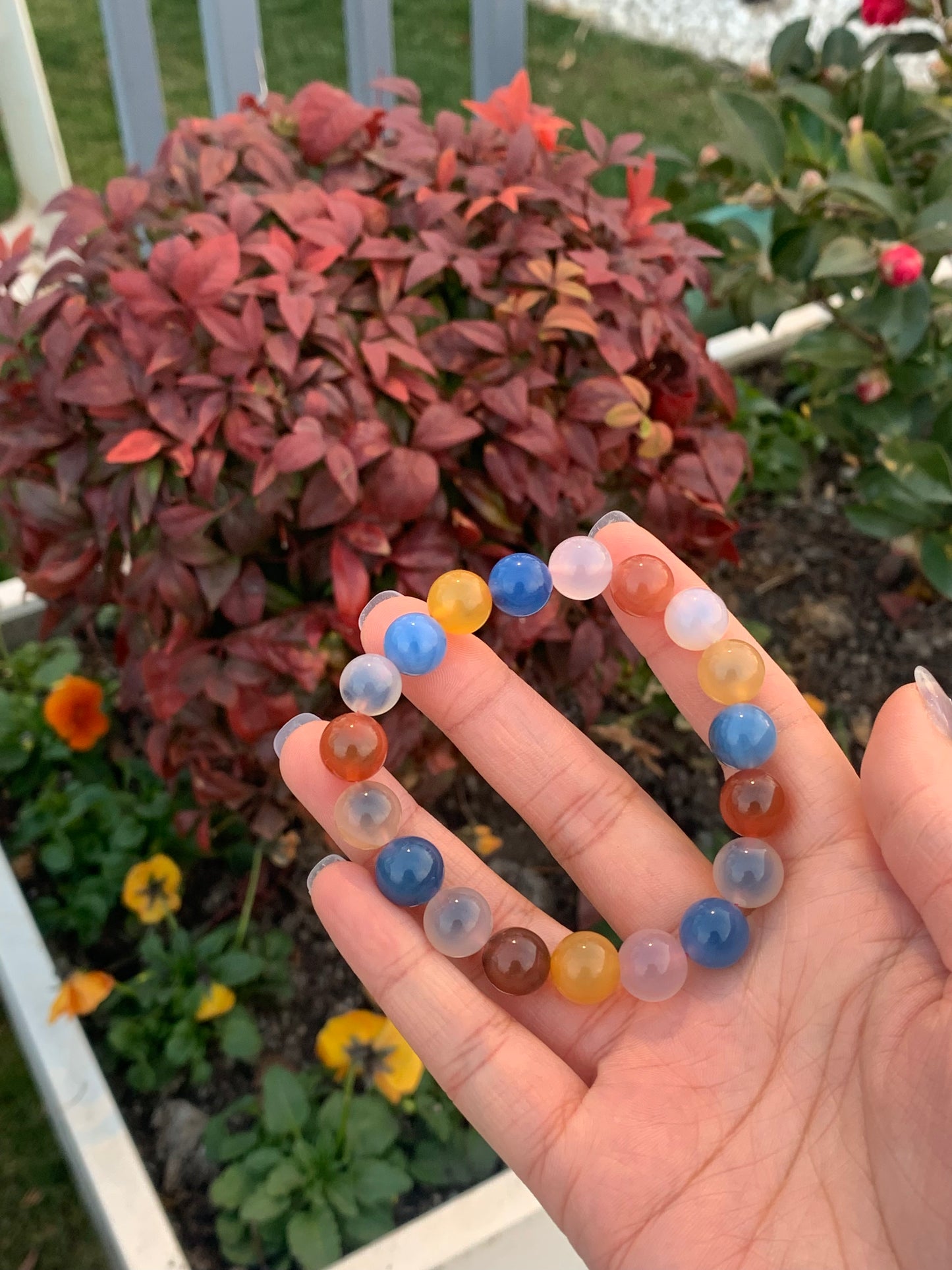 Natural Sugar Agate Chakra Bracelet from the 'Univese By My Side' collection, featuring healing stones for chakra balancing.