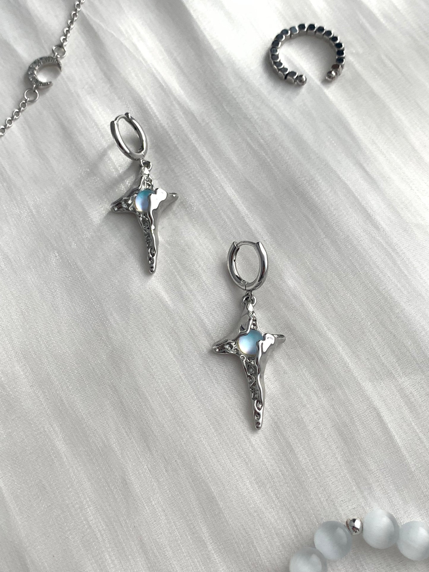 Hope Power Moonstone Star Earrings
