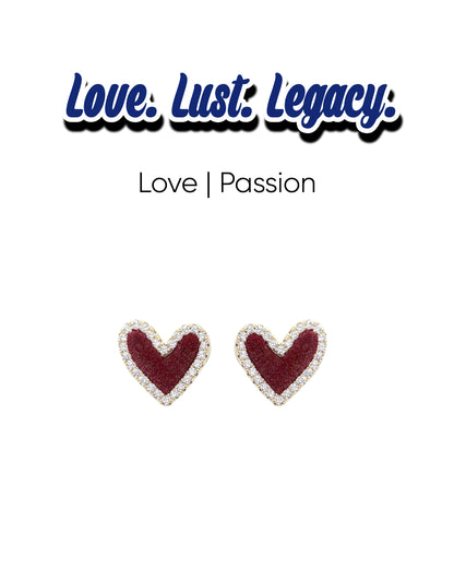 Love Power Ankara Red Heart Earrings