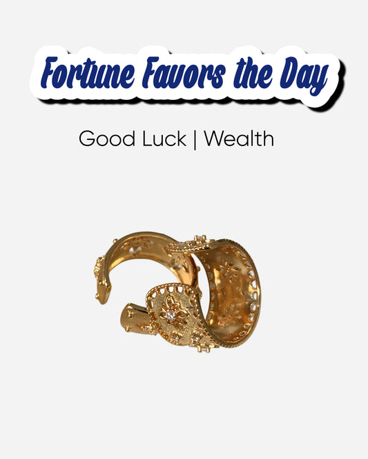 Fortune Power Vintage Gold Ring showcasing traditional Italian brushed craftsmanship.
