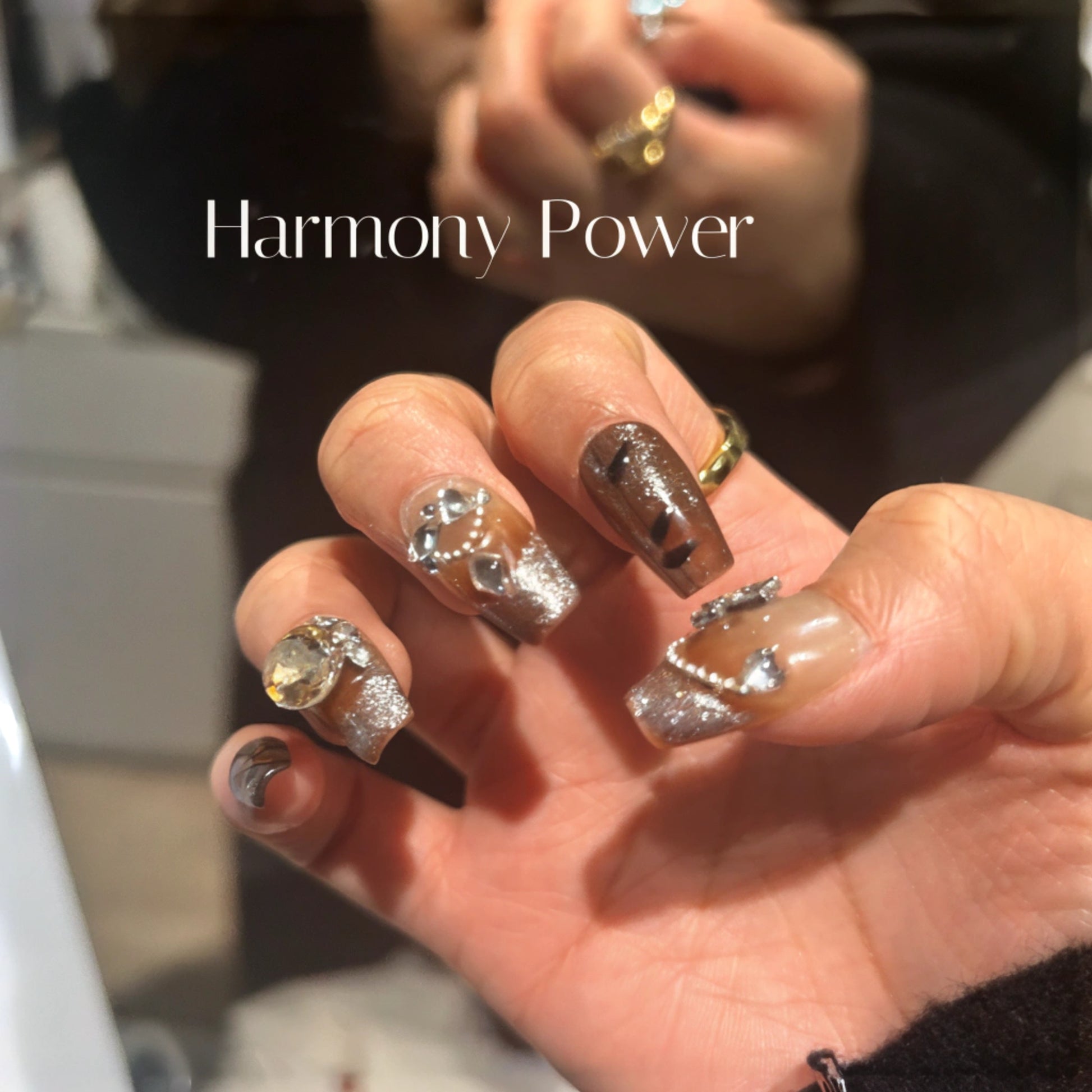Harmony Power Milard Gem Press On Nails featuring sparkling gemstones and stylish design.