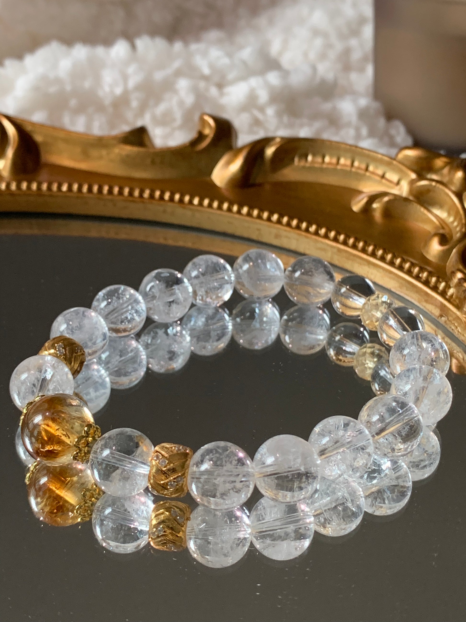 Minimalist design of the Renewal Power Rock Crystal Bracelet, perfect for everyday wear and special occasions.