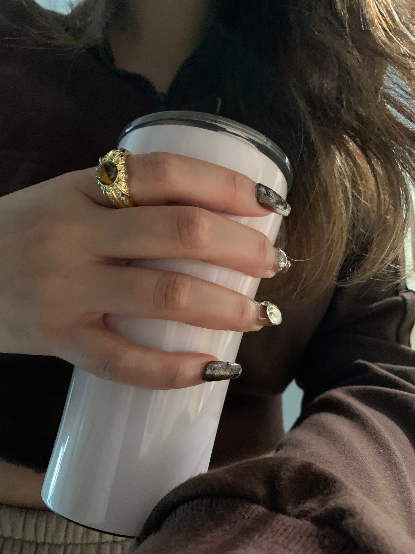 Vintage-inspired tiger eye ring by Harmony Power, highlighting the unique chatoyancy of the stone in a bold design.